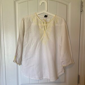GAP White Linen Relaxed Tie Front Blouse